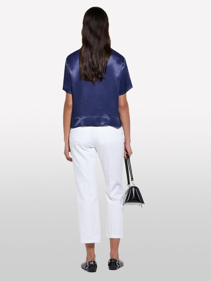 Dark blue satin blouse - women's blouses - Dark Blue | Sisley image number 3